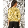 image:imageAllegra K Womens Holographic Shiny Zipper Hooded Metallic Jackets  Special material for special occasions Elastic trim with shimmer Trendy for club holidayGold