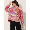 image:imageAllegra K Womens Holographic Shiny Zipper Hooded Metallic Jackets  Special material for special occasions Elastic trim with shimmer Trendy for club holidayLight Pink