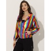 image:imageAllegra K Womens Holographic Shiny Zipper Hooded Metallic Jackets  Special material for special occasions Elastic trim with shimmer Trendy for club holidayMulticolor