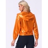 image:imageAllegra K Womens Holographic Shiny Zipper Hooded Metallic Jackets  Special material for special occasions Elastic trim with shimmer Trendy for club holidayOrange