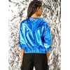 image:imageAllegra K Womens Holographic Shiny Zipper Hooded Metallic Jackets  Special material for special occasions Elastic trim with shimmer Trendy for club holidayBlue