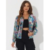 image:imageAllegra K Womens Holographic Shiny Zipper Hooded Metallic Jackets  Special material for special occasions Elastic trim with shimmer Trendy for club holidayMulticolorsquare