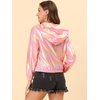 image:imageAllegra K Womens Holographic Shiny Zipper Hooded Metallic Jackets  Special material for special occasions Elastic trim with shimmer Trendy for club holidayPink Holographic