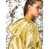 image:imageAllegra K Womens Holographic Shiny Zipper Hooded Metallic Jackets  Special material for special occasions Elastic trim with shimmer Trendy for club holidayGold