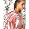 image:imageAllegra K Womens Holographic Shiny Zipper Hooded Metallic Jackets  Special material for special occasions Elastic trim with shimmer Trendy for club holidayPink