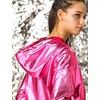 image:imageAllegra K Womens Holographic Shiny Zipper Hooded Metallic Jackets  Special material for special occasions Elastic trim with shimmer Trendy for club holidayHot Pink