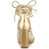 image:imageAllegra K Womens Lace Up Sandals Chunky High Heels  3 17 inches Heel Strappy Comfortable Faux Leather perfect for Evening Party Wedding Date NightGold