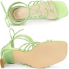 image:imageAllegra K Womens Lace Up Sandals Chunky High Heels  3 17 inches Heel Strappy Comfortable Faux Leather perfect for Evening Party Wedding Date NightLime Green
