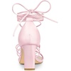image:imageAllegra K Womens Lace Up Sandals Chunky High Heels  3 17 inches Heel Strappy Comfortable Faux Leather perfect for Evening Party Wedding Date NightPink