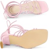 image:imageAllegra K Womens Lace Up Sandals Chunky High Heels  3 17 inches Heel Strappy Comfortable Faux Leather perfect for Evening Party Wedding Date NightPink