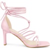 image:imageAllegra K Womens Lace Up Sandals Chunky High Heels  3 17 inches Heel Strappy Comfortable Faux Leather perfect for Evening Party Wedding Date NightPink