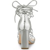 image:imageAllegra K Womens Lace Up Sandals Chunky High Heels  3 17 inches Heel Strappy Comfortable Faux Leather perfect for Evening Party Wedding Date NightSilver