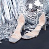 image:imageAllegra K Womens Lace Up Sandals Chunky High Heels  3 17 inches Heel Strappy Comfortable Faux Leather perfect for Evening Party Wedding Date NightSilver