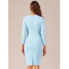 image:imageAllegra K Womens Long Sleeve Office Work Peplum Sheath Dress  Crew Neck Bellow the Knee Dressy Casual Business Formal Outfits Professional Interview OutfitsSky Blue