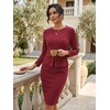 image:imageAllegra K Womens Long Sleeve Office Work Peplum Sheath Dress  Crew Neck Bellow the Knee Dressy Casual Business Formal Outfits Professional Interview OutfitsRed