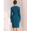 image:imageAllegra K Womens Long Sleeve Office Work Peplum Sheath Dress  Crew Neck Bellow the Knee Dressy Casual Business Formal Outfits Professional Interview OutfitsLake Blue