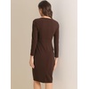 image:imageAllegra K Womens Long Sleeve Office Work Peplum Sheath Dress  Crew Neck Bellow the Knee Dressy Casual Business Formal Outfits Professional Interview OutfitsDark Brown