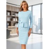 image:imageAllegra K Womens Long Sleeve Office Work Peplum Sheath Dress  Crew Neck Bellow the Knee Dressy Casual Business Formal Outfits Professional Interview OutfitsSky Blue