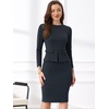 image:imageAllegra K Womens Long Sleeve Office Work Peplum Sheath Dress  Crew Neck Bellow the Knee Dressy Casual Business Formal Outfits Professional Interview OutfitsDark Gray