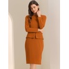 image:imageAllegra K Womens Long Sleeve Office Work Peplum Sheath Dress  Crew Neck Bellow the Knee Dressy Casual Business Formal Outfits Professional Interview OutfitsCaramel