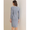 image:imageAllegra K Womens Long Sleeve Office Work Peplum Sheath Dress  Crew Neck Bellow the Knee Dressy Casual Business Formal Outfits Professional Interview OutfitsBlue Grey
