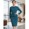 image:imageAllegra K Womens Long Sleeve Office Work Peplum Sheath Dress  Crew Neck Bellow the Knee Dressy Casual Business Formal Outfits Professional Interview OutfitsLake Blue