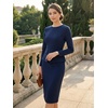 image:imageAllegra K Womens Long Sleeve Office Work Peplum Sheath Dress  Crew Neck Bellow the Knee Dressy Casual Business Formal Outfits Professional Interview OutfitsNavy Blue