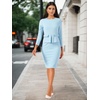 image:imageAllegra K Womens Long Sleeve Office Work Peplum Sheath Dress  Crew Neck Bellow the Knee Dressy Casual Business Formal Outfits Professional Interview OutfitsSky Blue