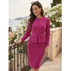 image:imageAllegra K Womens Long Sleeve Office Work Peplum Sheath Dress  Crew Neck Bellow the Knee Dressy Casual Business Formal Outfits Professional Interview OutfitsHot Pink