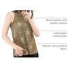 image:imageAllegra K Womens Metallic Tank Tops Shiny Sleeveless Party Disco Shirt  Glitter Metallic Tops for Halloween Christmas Cosplay Party Nightout Shimmer Round NeckDark Gold