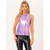 image:imageAllegra K Womens Metallic Tank Tops Shiny Sleeveless Party Disco Shirt  Glitter Metallic Tops for Halloween Christmas Cosplay Party Nightout Shimmer Round NeckLight Purple