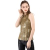 image:imageAllegra K Womens Metallic Tank Tops Shiny Sleeveless Party Disco Shirt  Glitter Metallic Tops for Halloween Christmas Cosplay Party Nightout Shimmer Round NeckDark Gold