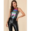image:imageAllegra K Womens Metallic Tank Tops Shiny Sleeveless Party Disco Shirt  Glitter Metallic Tops for Halloween Christmas Cosplay Party Nightout Shimmer Round NeckMulticolor