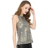 image:imageAllegra K Womens Metallic Tank Tops Shiny Sleeveless Party Disco Shirt  Glitter Metallic Tops for Halloween Christmas Cosplay Party Nightout Shimmer Round NeckSilver