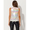 image:imageAllegra K Womens Metallic Tank Tops Shiny Sleeveless Party Disco Shirt  Glitter Metallic Tops for Halloween Christmas Cosplay Party Nightout Shimmer Round NeckBeige