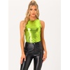 image:imageAllegra K Womens Metallic Tank Tops Shiny Sleeveless Party Disco Shirt  Glitter Metallic Tops for Halloween Christmas Cosplay Party Nightout Shimmer Round NeckGreen