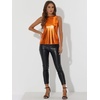 image:imageAllegra K Womens Metallic Tank Tops Shiny Sleeveless Party Disco Shirt  Glitter Metallic Tops for Halloween Christmas Cosplay Party Nightout Shimmer Round NeckDark Orange