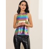 image:imageAllegra K Womens Metallic Tank Tops Shiny Sleeveless Party Disco Shirt  Glitter Metallic Tops for Halloween Christmas Cosplay Party Nightout Shimmer Round NeckColorful