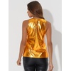 image:imageAllegra K Womens Metallic Tank Tops Shiny Sleeveless Party Disco Shirt  Glitter Metallic Tops for Halloween Christmas Cosplay Party Nightout Shimmer Round NeckOrange