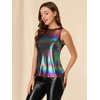 image:imageAllegra K Womens Metallic Tank Tops Shiny Sleeveless Party Disco Shirt  Glitter Metallic Tops for Halloween Christmas Cosplay Party Nightout Shimmer Round NeckMulticolor
