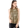 image:imageAllegra K Womens Metallic Tank Tops Shiny Sleeveless Party Disco Shirt  Glitter Metallic Tops for Halloween Christmas Cosplay Party Nightout Shimmer Round NeckDark Gold