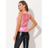 image:imageAllegra K Womens Metallic Tank Tops Shiny Sleeveless Party Disco Shirt  Glitter Metallic Tops for Halloween Christmas Cosplay Party Nightout Shimmer Round NeckHot Pink