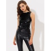 image:imageAllegra K Womens Metallic Tank Tops Shiny Sleeveless Party Disco Shirt  Glitter Metallic Tops for Halloween Christmas Cosplay Party Nightout Shimmer Round NeckSolid Black