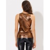 image:imageAllegra K Womens Metallic Tank Tops Shiny Sleeveless Party Disco Shirt  Glitter Metallic Tops for Halloween Christmas Cosplay Party Nightout Shimmer Round NeckBrown