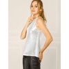 image:imageAllegra K Womens Metallic Tank Tops Shiny Sleeveless Party Disco Shirt  Glitter Metallic Tops for Halloween Christmas Cosplay Party Nightout Shimmer Round NeckLight Silver