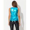 image:imageAllegra K Womens Metallic Tank Tops Shiny Sleeveless Party Disco Shirt  Glitter Metallic Tops for Halloween Christmas Cosplay Party Nightout Shimmer Round NeckDark Blue