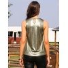 image:imageAllegra K Womens Metallic Tank Tops Shiny Sleeveless Party Disco Shirt  Glitter Metallic Tops for Halloween Christmas Cosplay Party Nightout Shimmer Round NeckDeep Gold Black