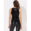 image:imageAllegra K Womens Metallic Tank Tops Shiny Sleeveless Party Disco Shirt  Glitter Metallic Tops for Halloween Christmas Cosplay Party Nightout Shimmer Round NeckSolid Black