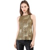 image:imageAllegra K Womens Metallic Tank Tops Shiny Sleeveless Party Disco Shirt  Glitter Metallic Tops for Halloween Christmas Cosplay Party Nightout Shimmer Round NeckDark Gold