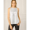 image:imageAllegra K Womens Metallic Tank Tops Shiny Sleeveless Party Disco Shirt  Glitter Metallic Tops for Halloween Christmas Cosplay Party Nightout Shimmer Round NeckLight Silver